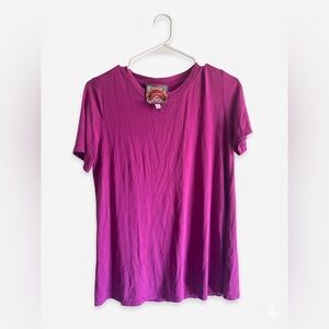 Johnny Was Magenta Short-Sleeve Crewneck Tee